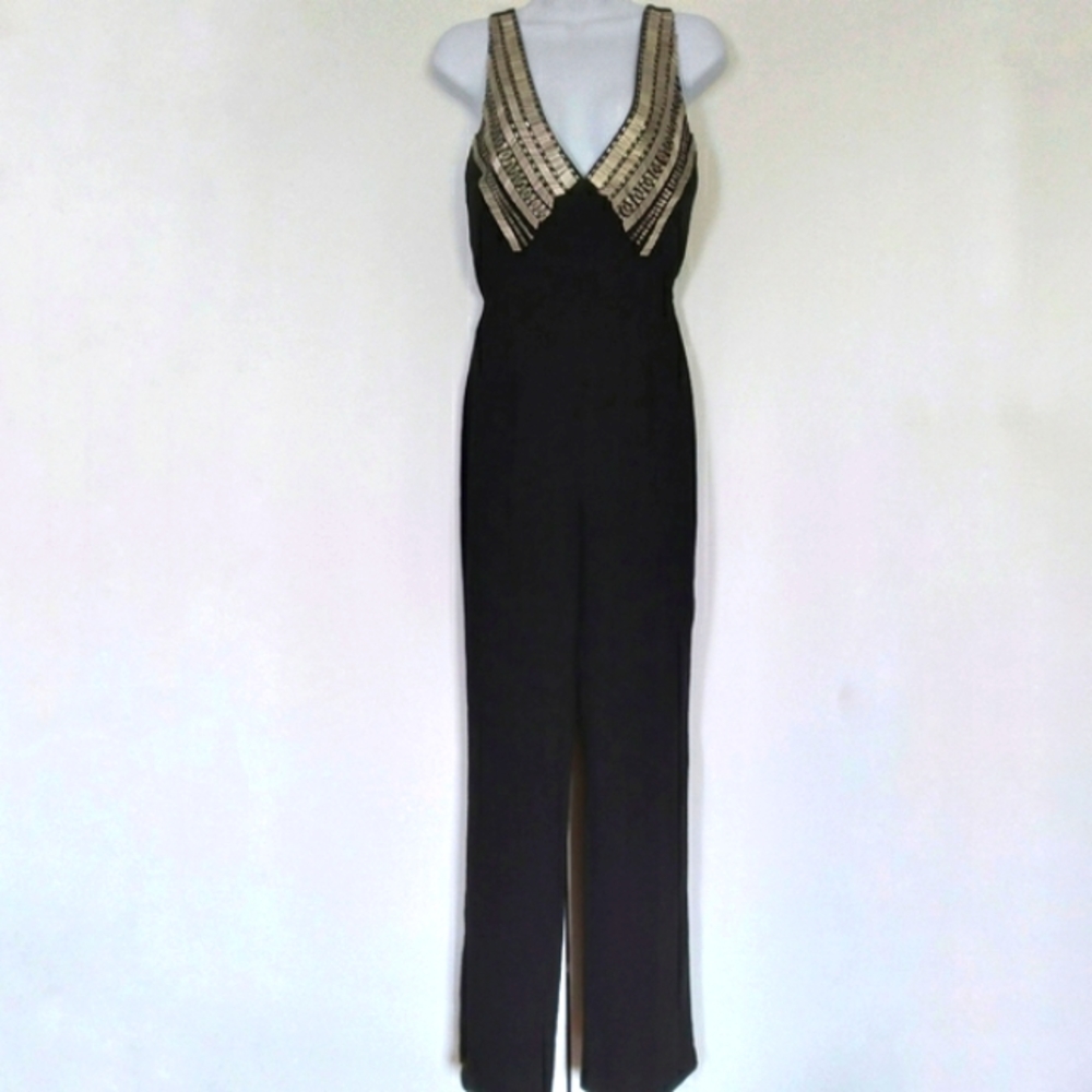 BARDOT Beaded Bodice Sleeveless Jumpsuit